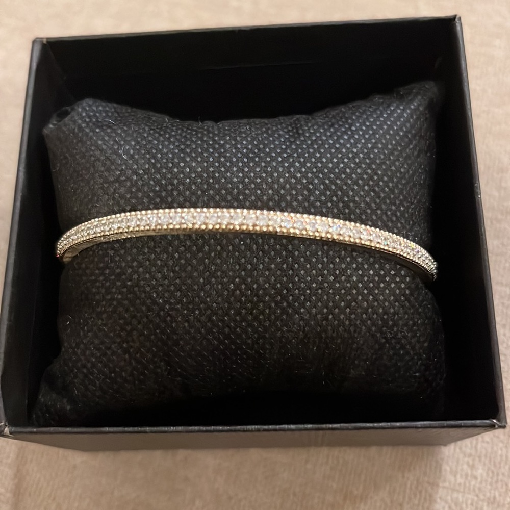 Judith Ripka 14K Clad Sterling Silver - 2.25cttw Diamonique Pave Bangle Bracelet